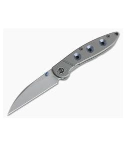 WE Knives 908B Schism Wharncliffe Blue Hole Titanium Frame Lock Stonewashed S35VN - WE-908B 1