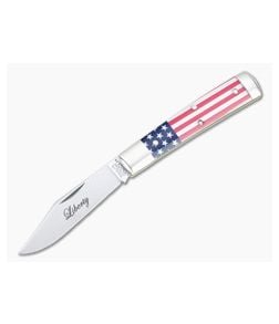 Tidioute Cutlery #94 Liberty Blem A Clip Point Jack Flag Acrylic Slip Joint 941121 - GEC-941121-FA-A 1