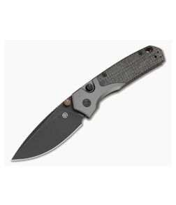 Vosteed Psyop 299 Black Micarta S35VN Black Stonewash Titanium Bolster Button Lock Folding Knife (2.99") - VSD-A2233 1