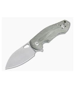 GiantMouse ACE Biblio Green Canvas Micarta Stonewashed M390 Liner Lock Flipper - GM-BIBLIO-GRN 1