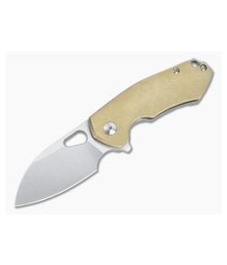 GiantMouse ACE Riv Tumbled Brass Satin Elmax Titanium Frame Lock Flipper - GM-RIV-BRASS 1