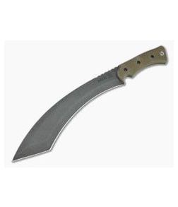 TOPS A-Klub Amanda Kaye Tungsten 1095 Green Canvas Micarta Kukuri Fixed Blade AKLB-02 - TP-AKLB-02 1