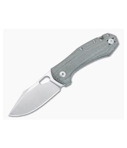 GiantMouse ACE Atelier "Mini Grand" Green Canvas Micarta Handle Satin Elmax Folder - GM-ATELIER-GRN-CANVAS 1