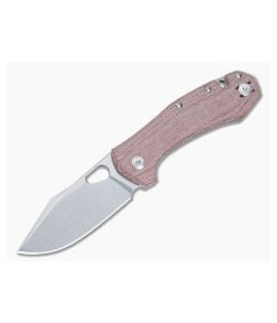 GiantMouse ACE Atelier "Mini Grand" Red Canvas Micarta Handle Stonewash Elmax Folder - GM-ATELIER-RED-CANVAS 1
