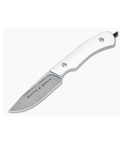 Smith & Sons Axiom White G10 Blue Liners Satin Hardware AEB-L EDC Fixed Blade - SS-AXIOM-06 1
