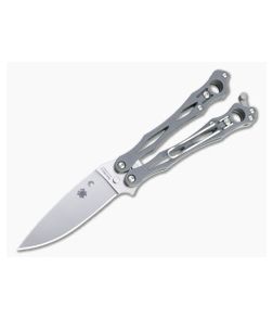 Spyderco SmallFly 2 Limited Satin Cruwear Gray G10 Balisong Folder B02GPGY2 - SP-B02GPGY2 1