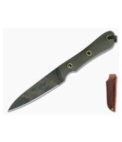 Smith & Sons Bandit Original Patina CPM D2 OD Green Micarta Compact Fixed Blade - SS-BD-GM-OP 1