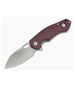 GiantMouse ACE Biblio Burgundy Canvas Micarta Satin M390 Liner Lock Flipper - GM-BIBLIO-BURGUNDY 1