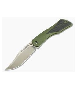 Isham Bladeworks Blackstar Green G10 Carbon Fiber Inlay M390 Detent Slipjoint Flipper - IB-BLACKSTAR-GREEN 1