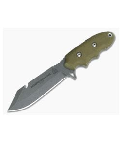 TOPS Knives Backpacker's Bowie Green Canvas Micarta Fixed Blade BPB-01 - TP-BPB-01 1