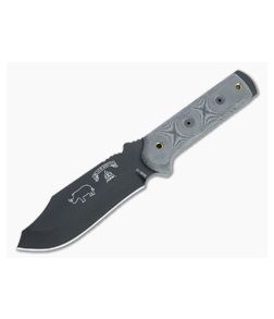 TOPS Black Rhino Black 1095 Black Linen Micarta Tactical Fixed Blade BRM - TP-BRM 1