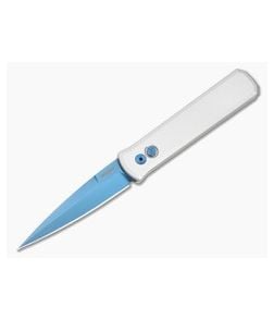 Protech Godfather Auto Silver Handle Sapphire Blue PVD Blade - PT-BSA26.GODFATHER.2 1