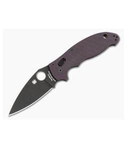 Spyderco Manix 2 Purple G10 Black DLC CPM Cru-Wear Folding Knife (3.37" Blade) Pre-Owned C101GPPRBK2 - SP-C101GPPRBK2 1