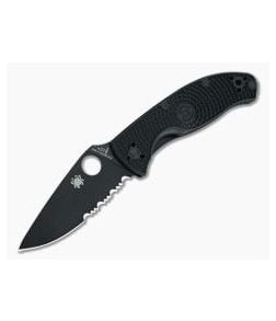 Spyderco Tenacious Lightweight Black FRN Black Partially Serrated Liner Lock C122PSBBK - SP-C122PSBBK 1