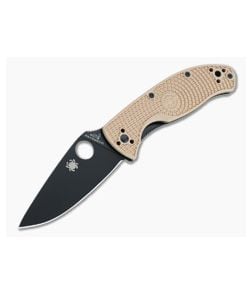 Spyderco Tenacious Lightweight Tan FRN Black Plain Liner Lock C122PTNBK - SP-C122PTNBK 1