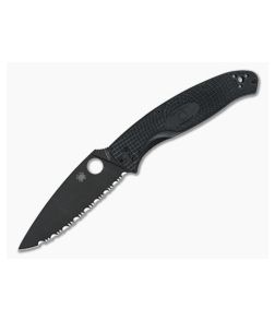 Spyderco Resilience Lightweight Black Fully Serrated Black FRN Liner Lock Folder C142SBBK - SP-C142SBBK 1