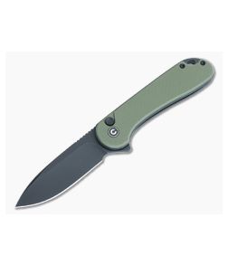 CIVIVI Button Lock Elementum II Flipper OD Green G10 Black Stonewash Nitro-V C18062P-3 - CV-C18062P-3 1