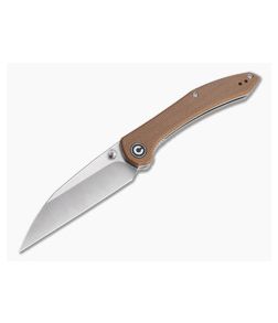 CIVIVI x Mallery Hadros Wharncliffe Satin Stainless Brown Micarta Liner Lock Folder C20004-2 - CV-C20004-2 1