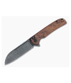 CIVIVI Chevalier Black Damascus Cuibourtia Wood Button Lock Flipper C20022-DS1 - CV-C20022-DS1 1