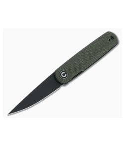 CIVIVI x Lundquist Lumi Black Stonewashed 14C28N Green Micarta Top Flipper C20024-1 - CV-C20024-1 1