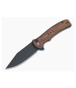 CIVIVI Cogent Button Lock Flipper Guibourtia Wood Handle Black Stonewash 14C28N C20038D-8 - CV-C20038D-8 1
