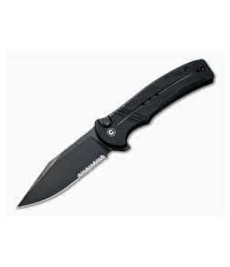 CIVIVI Cogent Button Lock Flipper Serrated Black Stonewashed 14C28N Black G10 Folder C20038E-1 - CV-C20038E-1 1
