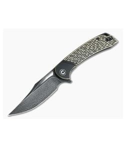 CIVIVI Dogma Black Polished Brass Black Hand Rubbed Damascus Liner Lock Flipper C2005DS-1 - CV-C2005DS-1 1