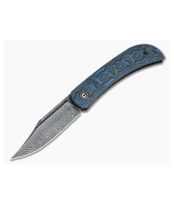 CIVIVI Appalachian Drifter C2015DS-2 Blue Rose Carbon Fiber G10 Damascus Slip Joint Flipper - CV-C2015DS-2 1