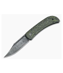 CIVIVI Appalachian Drifter C2015DS-3 Yellow Rose Carbon Fiber G10 Damascus Slip Joint Flipper - CV-C2015DS-3 1