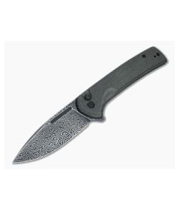 CIVIVI Conspirator Black Damascus Dark Green Micarta Button Lock Flipper C21006-DS1 - CV-C21006-DS1 1