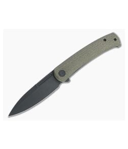 CIVIVI Cetos Flipper Black Stonewashed 14C28N Green Burlap Micarta Frame Lock Folder C21025B-3 - CV-C21025B-3 1