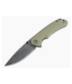 CIVIVI Brazen Drop Point Olive Micarta Black Damascus Liner Lock Flipper C2102DS-2 - CV-C2102DS-2 1