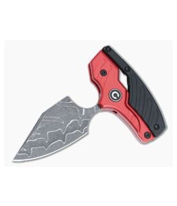 CIVIVI Typhoeus Damascus Folding Push Dagger Red/Black Handle C21036-DS1 - CV-C21036-DS1 1