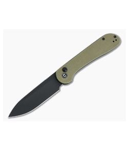 CIVIVI Button Lock Elementum Black Stonewashed 14c28n Olive Micarta Folder C2103B - CV-C2103B 1