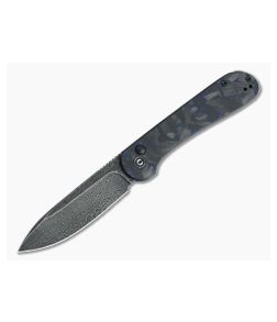 CIVIVI Button Lock Elementum Black Damascus Blue/Black Carbon Fiber Folder C2103DS-1 - CV-C2103DS-1 1