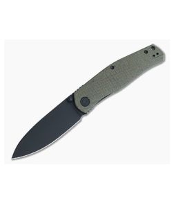 CIVIVI Sokoke Black Stonewashed 14C28N Green Micarta Front Flipper C22007-2 - CV-C22007-2 1