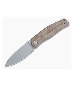CIVIVI Sokoke Bead Blasted 14C28N Brown Linen Micarta Front Flipper C22007-3 - CV-C22007-3 1