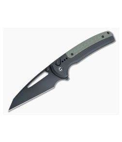 CIVIVI Sentinel Strike Button Lock Flipper Black Aluminum with Green FRN Black Coated K110 Reverse Tanto Blade C22025B-3 - CV-C22025B-3 1