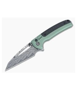 CIVIVI Sentinel Strike Button Lock Flipper Green Aluminum with Black FRN Black Damascus Reverse Tanto Blade C22025B-DS1 - CV-C22025B-DS1 1