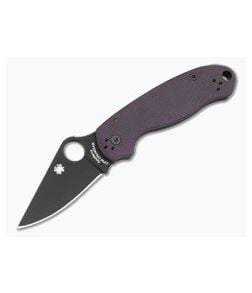 Spyderco Para 3 Purple G10 Black DLC CPM CruWear Folding Knife (2.93") Pre-Owned C223GPPRBK - SP-C223GPPRBK 1