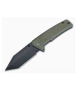 CIVIVI Bhaltair Liner Lock Flipper Green Burlap Micarta Black 14C28N Tanto Blade C23024-3 - CV-C23024-3 1