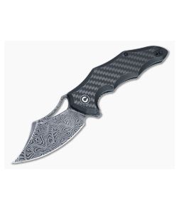 Civivi Chiro Damascus Flipper Knife Carbon Fiber/G10 Handle C23046-DS1 - CV-C23046-DS1 1