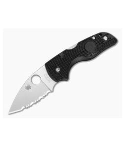 Spyderco Lil' Native Lightweight Black FRN CTS-BD1N Satin Serrated Folding Knife (2.42") C230SBK - SP-C230SBK 1