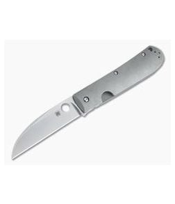 Spyderco Slysz Swayback Stonewashed CTS-XHP Titanium Frame Lock Folder C249TIP - SP-C249TIP 1