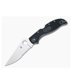 Spyderco Stretch 2 XL Partially Serrated Satin VG10 Black FRN Folder C258PSBK - SP-C258PSBK 1