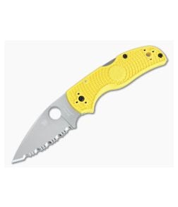 Spyderco Native 5 Salt Lightweight Serrated MagnaCut Yellow FRN Folder C41SYL5 - SP-C41SYL5 1