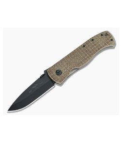 Emerson CQC-7A Black No Wave with Custom Natural Micarta Grid Scales - EM-C7A-BT-ST-003 1