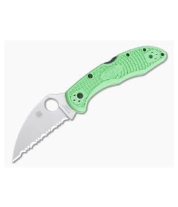 Spyderco Salt 2 Wharncliffe Flat Ground SpyderEdge LC200N Green FRN Folder C88FSWCGR2 - SP-C88FSWCGR2 1
