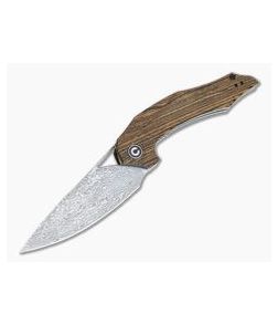 CIVIVI Plethiros Isham Golden Sandalwood Damascus Liner Lock Flipper C904DS-2 - CV-C904DS-2 1
