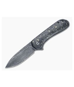 CIVIVI Elementum Black Damascus Golden Carbon Fiber Shred Liner Lock Flipper C907C-DS1 - CV-C907C-DS1 1